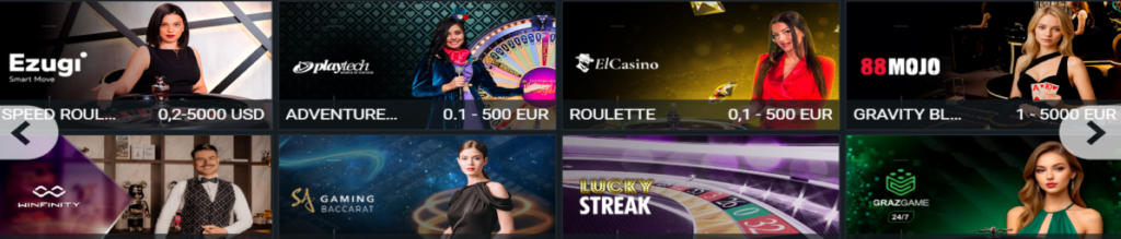 betwinner casino'da canlı oyunlar